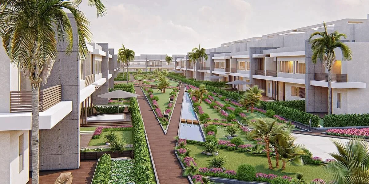تصور لحديقة بين مبانٍ سكنية في جراندا لايف